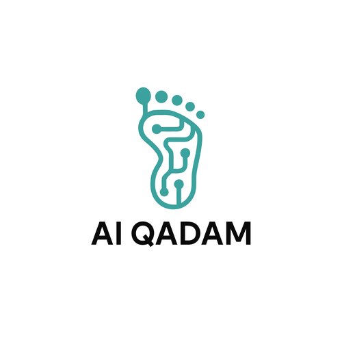 AI Qadam counter panel artwork: the full lockup centred on white, nothing else